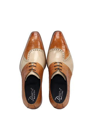 Duca Valentano Men’s Shoes Crocodile Embossed / Calf-Skin Leather Derby (D1089)