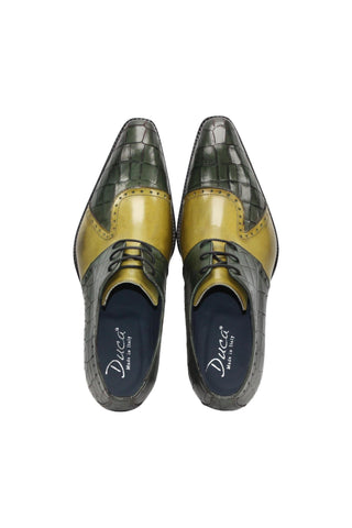 Duca Valentano Men’s Shoes Crocodile Print / Calf-Skin Leather Derby (D1089)-AmbrogioShoes