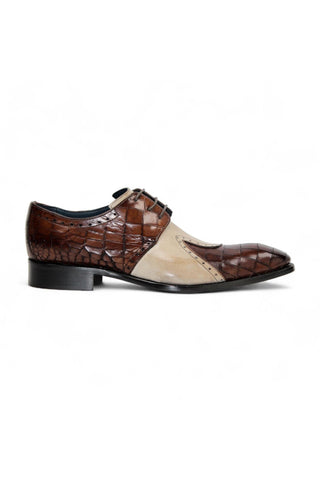 Duca Valentano Men’s Shoes Crocodile Print / Calf-Skin Leather Derby (D1089)-AmbrogioShoes