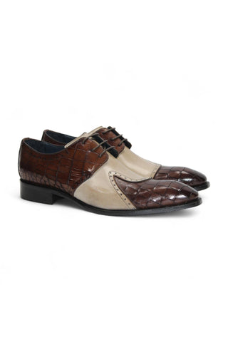 Duca Valentano Men’s Shoes Crocodile Print / Calf-Skin Leather Derby (D1089)-AmbrogioShoes