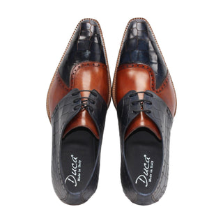 Duca Valentano Men’s Shoes Crocodile Print / Calf-Skin Leather Derby (D1089)-AmbrogioShoes