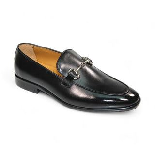 Duca Vasto Men's Shoes Black Calf-Skin Leather Loafers (D1177)-AmbrogioShoes