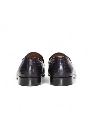 Duca Vasto Men’s Shoes Crocodile Embossed Calf-Skin Leather Horse-bit Loafer (D1178)