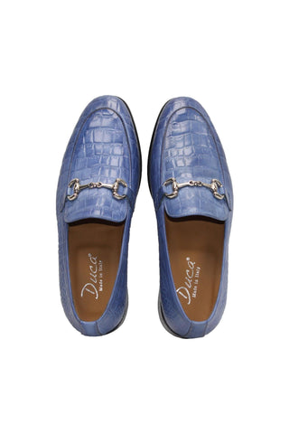 Duca Vasto Men’s Shoes Crocodile Embossed Leather Horse-bit Loafer (D1178)