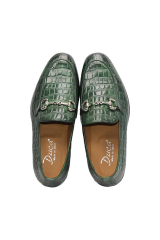 Duca Vasto Men’s Shoes Crocodile Embossed Leather Horse-bit Loafer (D1178)