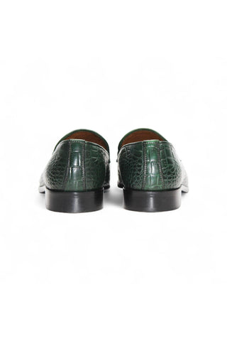 Duca Vasto Men’s Shoes Crocodile Embossed Leather Horse-bit Loafer (D1178)