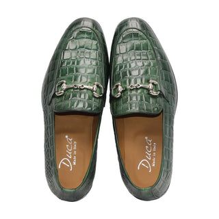 Duca Vasto Men’s Shoes Crocodile Print Calf-Skin Leather Horse-bit Loafer (D1178)-AmbrogioShoes