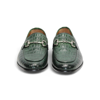 Duca Vasto Men’s Shoes Crocodile Print Calf-Skin Leather Horse-bit Loafer (D1178)-AmbrogioShoes