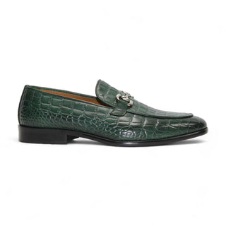 Duca Vasto Men’s Shoes Crocodile Print Calf-Skin Leather Horse-bit Loafer (D1178)-AmbrogioShoes