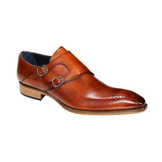 Duca Vergarto Men's Shoes Brandy Calf-Skin Leather Monkstraps Oxfords (D1121)-AmbrogioShoes