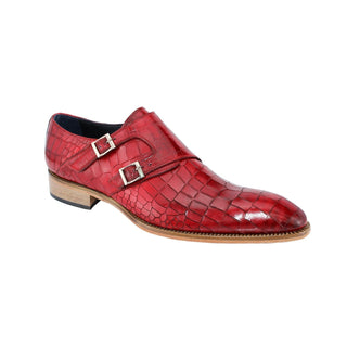 Duca Vergarto Men's Shoes Red Calf-Skin Leather Monkstraps Oxfords (D1100)-AmbrogioShoes