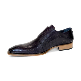 Duca Vergato Men's Shoes Purple Calf-Skin Leather Monkstraps Oxfords (D1099)-AmbrogioShoes