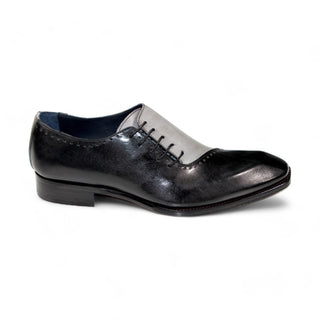 Duca Veroli Men's Shoes Black/Grey Calf-Skin Leather Oxfords (D1135)-AmbrogioShoes