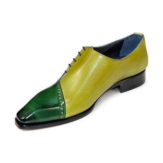 Duca Veroli Men's Shoes Green/Olive Calf-Skin Leather Oxfords (D1136)-AmbrogioShoes