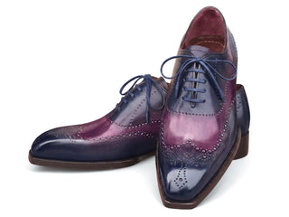 Paul Parkman navy and purple wingtip Oxford - view 2