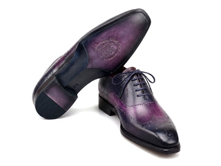 Paul Parkman navy and purple wingtip Oxford - view 4