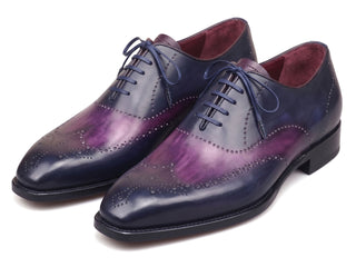 Paul Parkman navy and purple wingtip Oxford - view 6