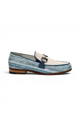Emilio Franco EF439 Linen & Leather Horse-Bit Loafer