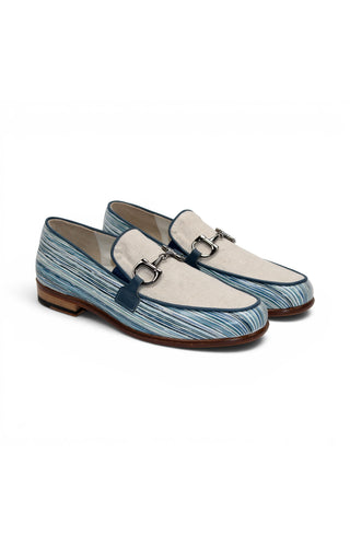 Emilio Franco EF439 Linen & Leather Horse-Bit Loafer