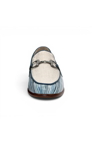 Emilio Franco EF439 Linen & Leather Horse-Bit Loafer