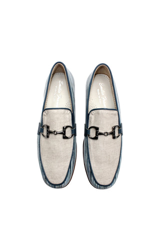 Emilio Franco EF439 Linen & Leather Horse-Bit Loafer