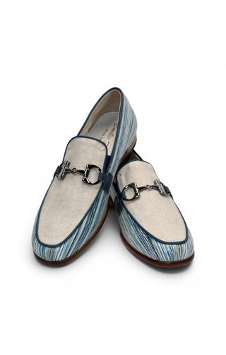 Emilio Franco EF439 Linen & Leather Horse-Bit Loafer
