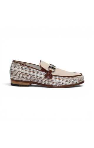 Emilio Franco EF439 Linen & Leather Horse-Bit Loafer