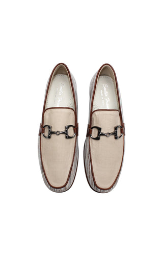 Emilio Franco EF439 Linen & Leather Horse-Bit Loafer