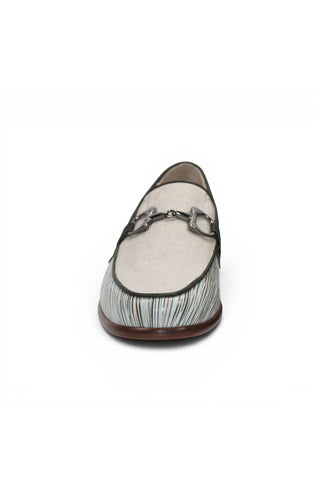 Emilio Franco EF439 Linen & Leather Horse-Bit Loafer
