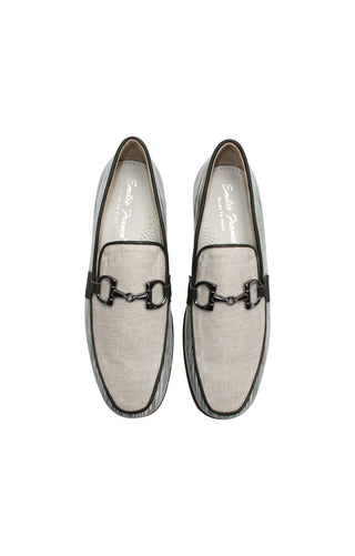 Emilio Franco EF439 Linen & Leather Horse-Bit Loafer