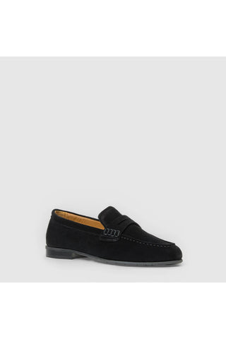 Aquatalia Elis suede loafer in Black - view 2