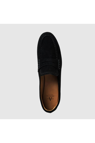 Aquatalia Elis suede loafer in Black - view 3