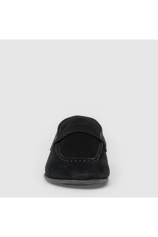 Aquatalia Elis suede loafer in Black - view 5