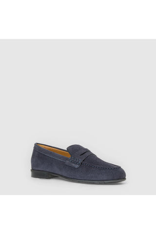 Aquatalia Elis suede loafer in Navy - view 2
