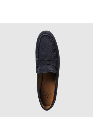 Aquatalia Elis suede loafer in Navy - view 3
