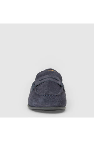 Aquatalia Elis suede loafer in Navy - view 5