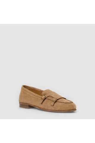 Aquatalia Ema suede loafer in Caramel - view 2