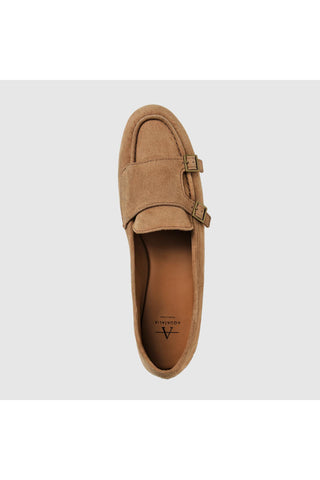 Aquatalia Ema suede loafer in Caramel - view 3
