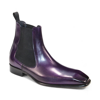 Duca Empoli Men's Shoes Purple Calf-Skin Leather Boots (D1124)