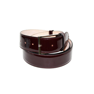 Emilio Franco 202 Men's Belts Burgundy Patent Leather Men's Belts (EF1189)-AmbrogioShoes