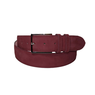 Emilio Franco 202 Men's Belts Burgundy Suede Leather Men's Belts (EF1131)-AmbrogioShoes