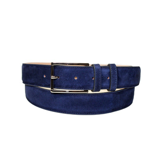 Emilio Franco 202 Men's Belts Navy Suede Leather Men's Belts (EF1135)-AmbrogioShoes