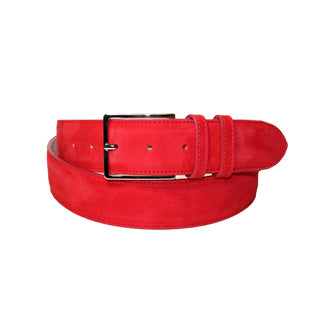 Emilio Franco 202 Men's Belts Red Suede Leather Men's Belts (EF1186)-AmbrogioShoes