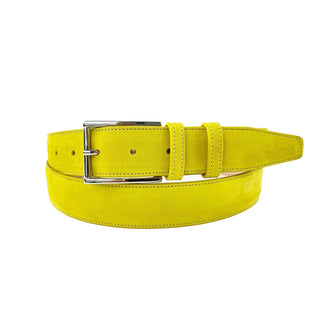 Emilio Franco 202 Men's Belts Yellow Suede Leather Men's Belts (EF1187)-AmbrogioShoes