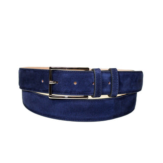 Emilio Franco 203 Men's Belts Navy Suede Leather Men's Belts (EF1142)-AmbrogioShoes