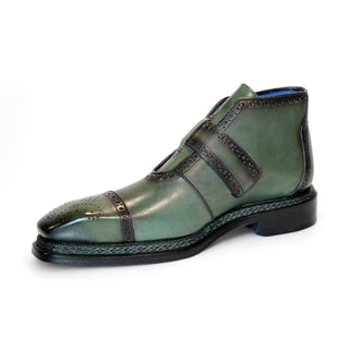 Emilio Franco Aldo Men's Shoes Green Calf-Skin Leather Boots (EF1239)-AmbrogioShoes