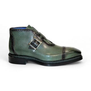 Emilio Franco Aldo Men's Shoes Green Calf-Skin Leather Boots (EF1239)-AmbrogioShoes