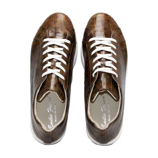 Emilio Franco Alfio Men's Shoes Crocodile Print Calf-Skin Leather Sneaker (EF1005)-AmbrogioShoes