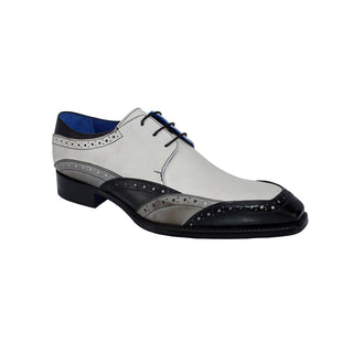 Emilio Franco Alfonso Men's Shoes Black/Grey/Off White Calf-Skin Leather Derby Oxfords (EF1008)-AmbrogioShoes