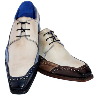Emilio Franco Alfonso Men's Shoes Navy/Light Blue/Off White Calf-Skin Leather Derby Oxfords (EF1009)-AmbrogioShoes